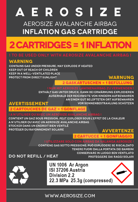 Aerosize ARGON CYLINDERS SET - one inflation