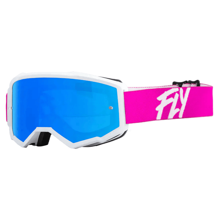 FLY Racing FLY Racing Youth Zone Goggle Pink & White // Sky Blue Mirror + Smoke Lens