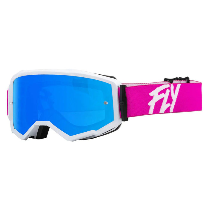 FLY Racing FLY Racing Zone Goggle Pink & White // Sky Blue Mirror + Smoke Lens