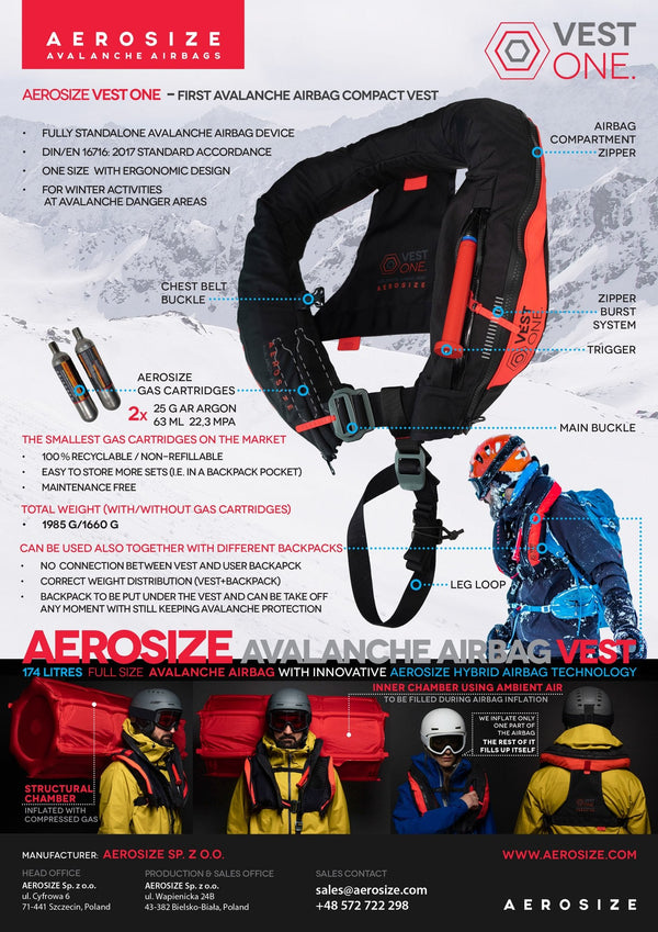 AEROSIZE | Vest ONE Avalanche Airbag Device - Airbags